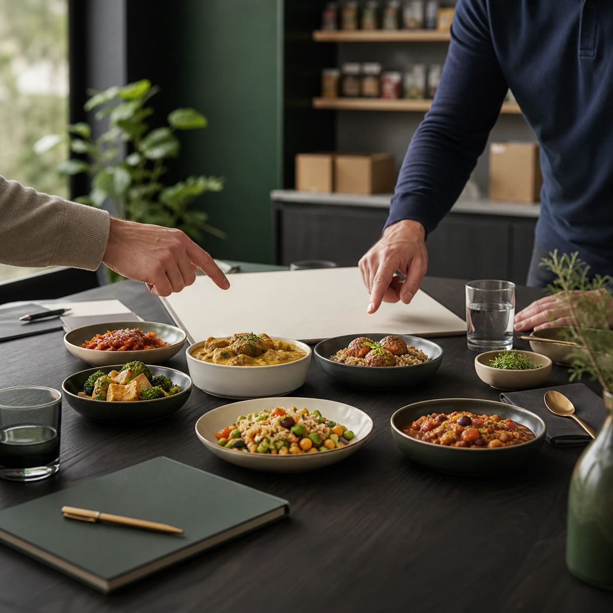 A professional buyer presentation of plant-based dishes