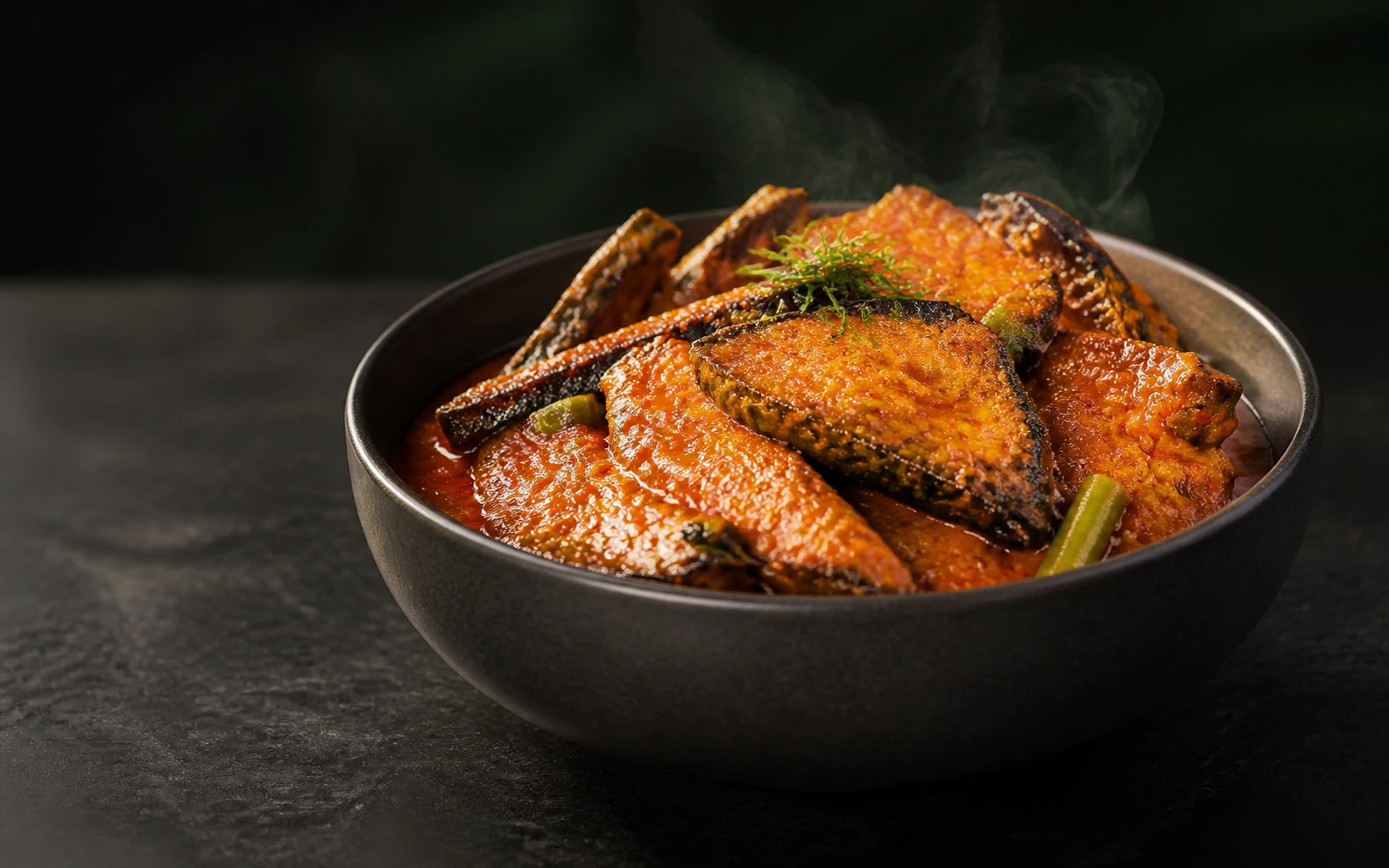 Vegan Fish with Assam Sauce styled serving suggestion