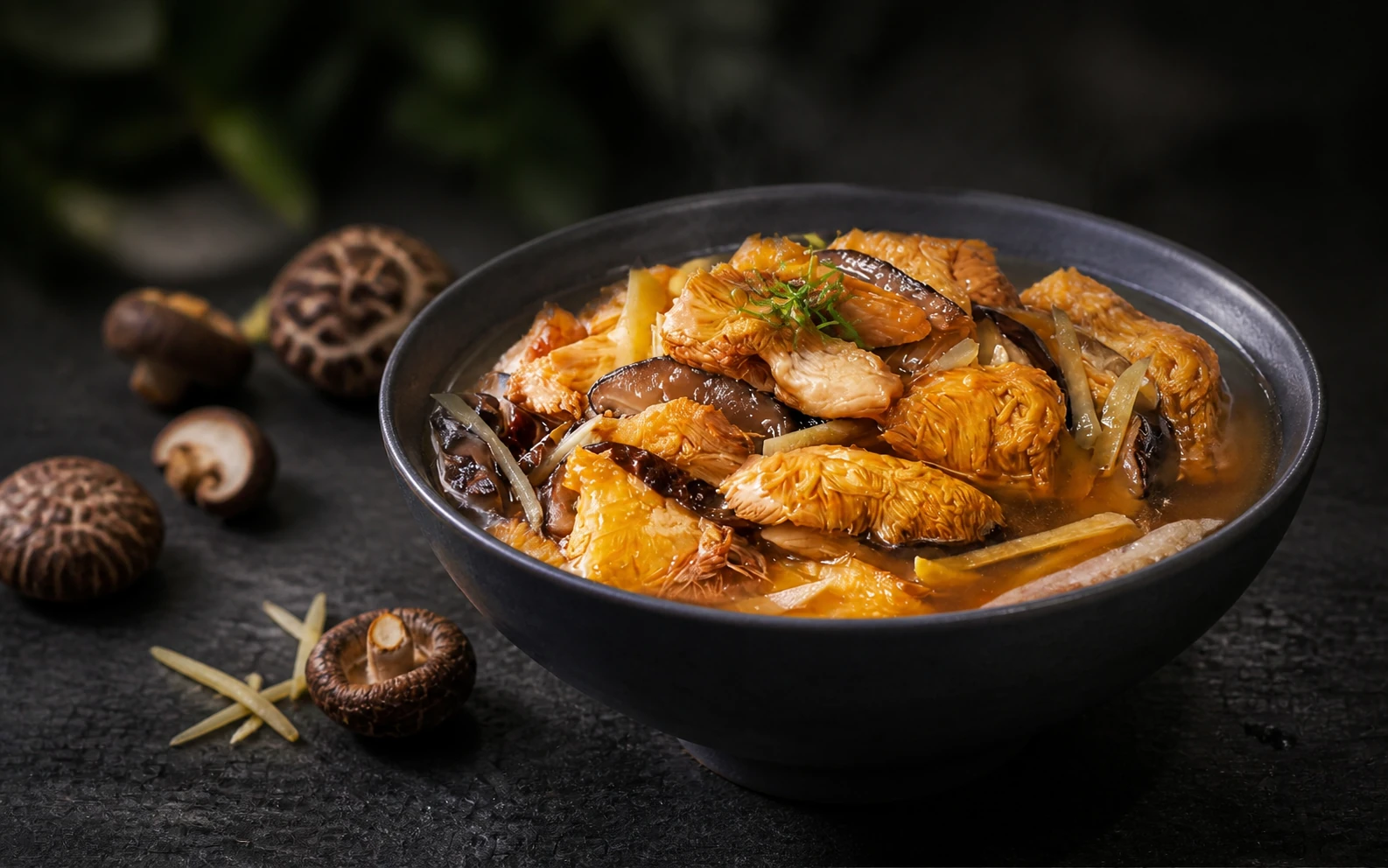 Sesame Oil Lion's Mane Mushroom styled serving suggestion